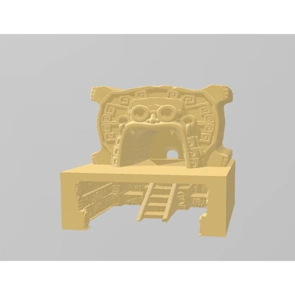Tlaloc Aztec Temple Buried Reptile Hide, Aquarium Cave & DnD Terrain